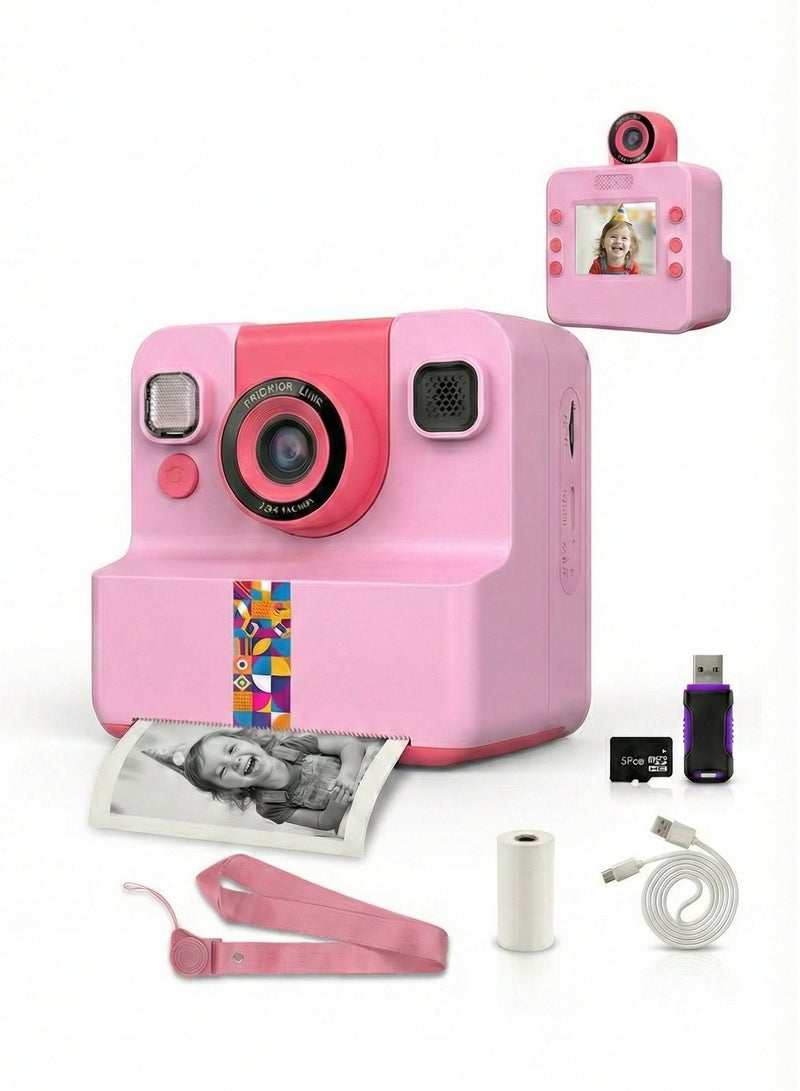 Kids 1080P HD Instant Camera with 32GB Memory Card, Memory Reader, Lanyard & Printing Paper – Portable Selfie Camera with Photo & Video Recording, Fun Filters, Perfect Gift for Kids - Image 2